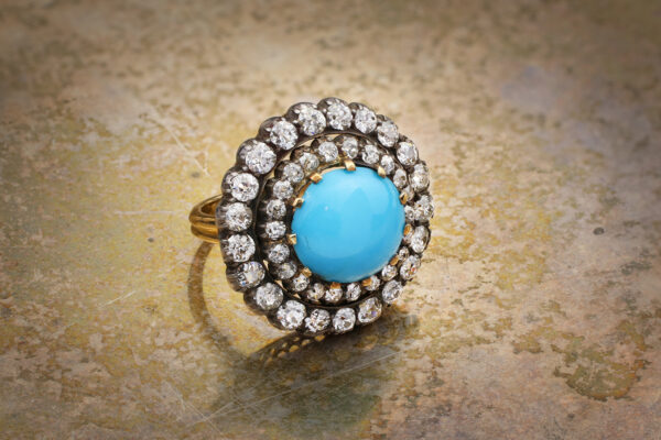 Antique Turquoise And Diamond Ring