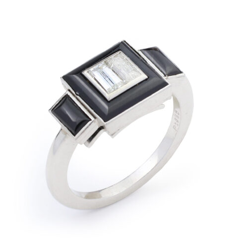 Onyx and Diamond Set Ring