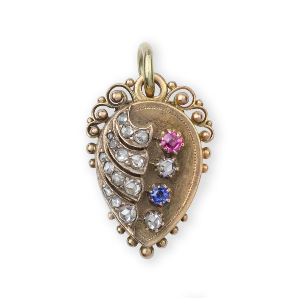 An Antique Multi-Gem, Diamond and Gold Locket Pendant