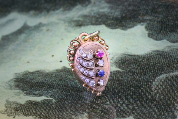 An Antique Multi-Gem, Diamond And Gold Locket Pendant