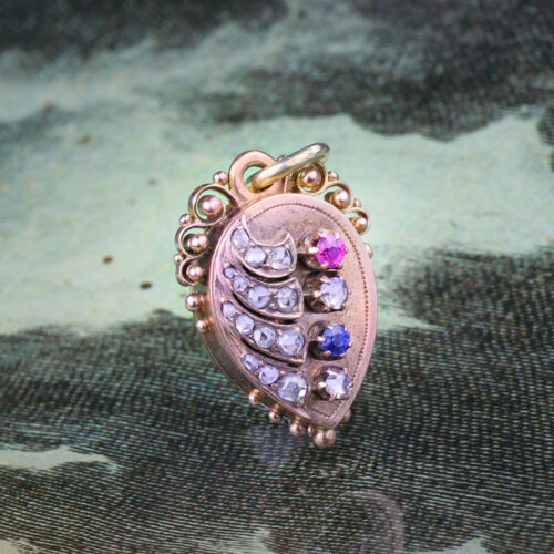 An Antique Multi-Gem, Diamond and Gold Locket Pendant
