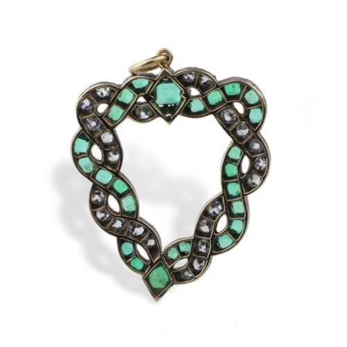 An Emerald and Diamond Heart Pendant