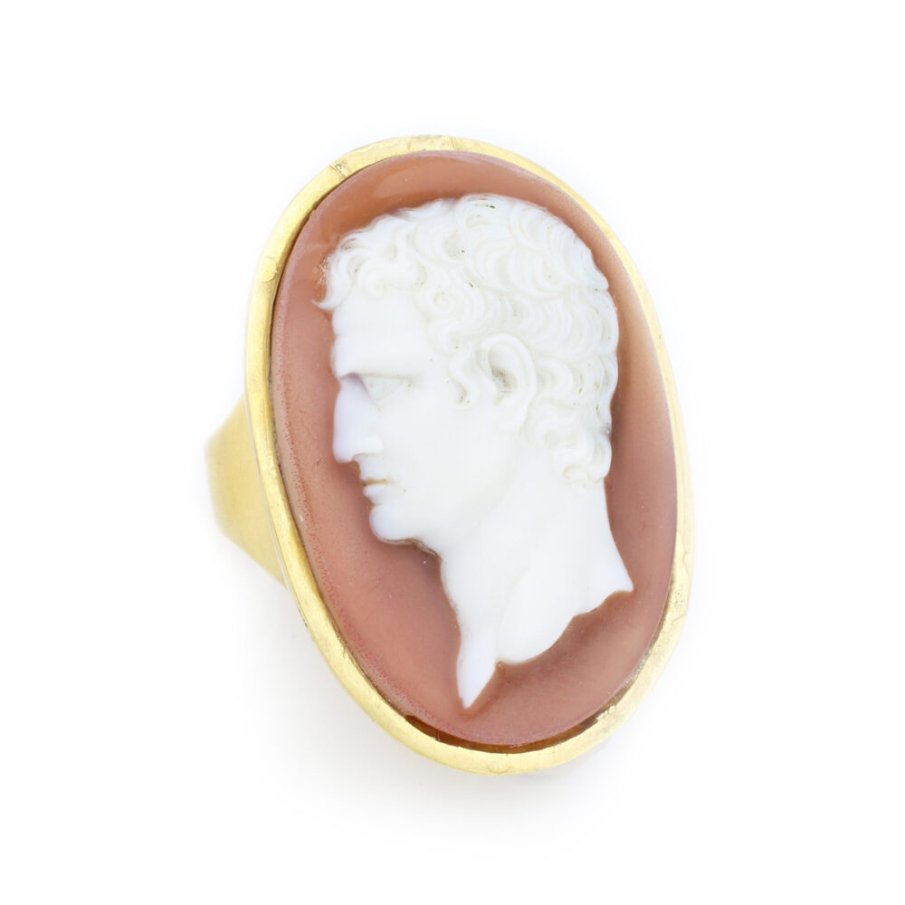 Antique Agate and Gold Cameo Ring