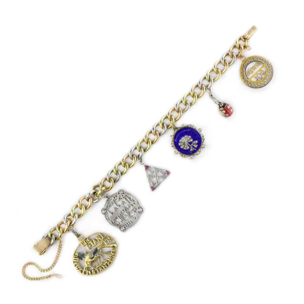 Tri-Color Gold and Diamond set Charm Bracelet
