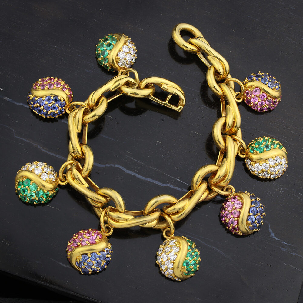 Tiffany & Co. Paloma Picasso Gold, Gem-Set and Diamond Charm Bracelet