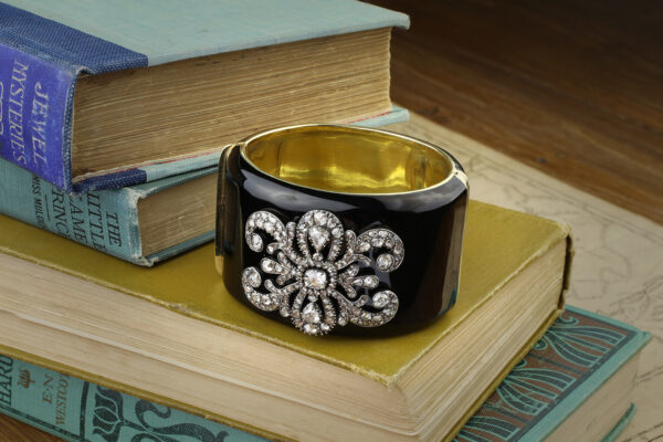 Diamond And Black Enamel Cuff Bracelet