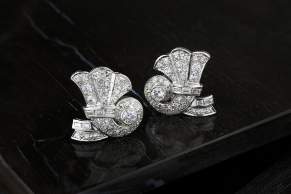 Cartier Diamond And Platinum Ear Clips
