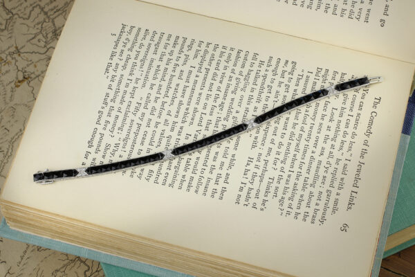Onyx, Diamond And Platinum Line Bracelet