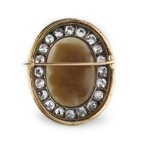 Agate Cameo, Enamel and Diamond Brooch