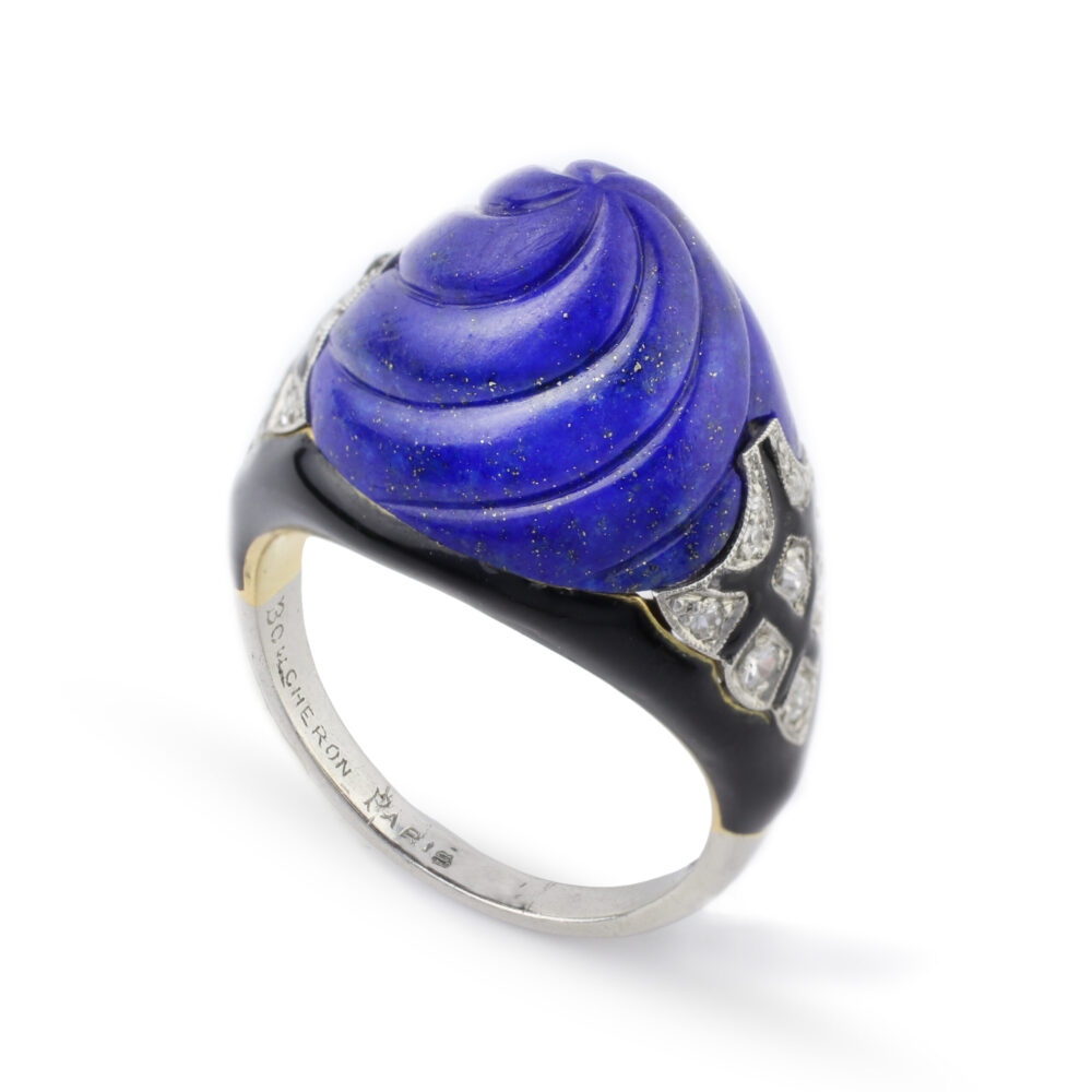 Boucheron Lapis Lazuli, Enamel and Diamond Ring