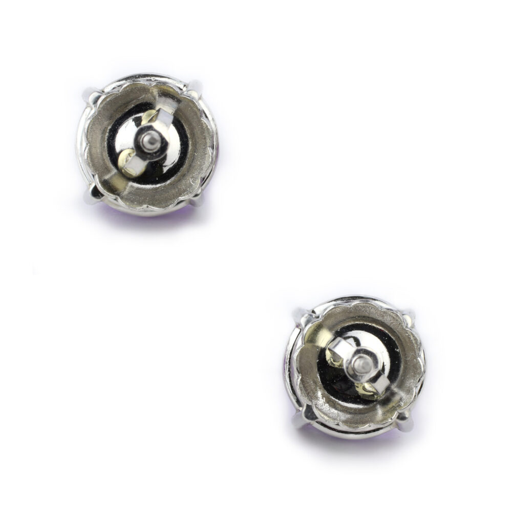 Platinum and Amethyst Stud Earrings