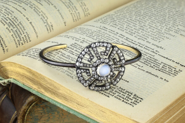A Moonstone And Diamond Bangle Bracelet