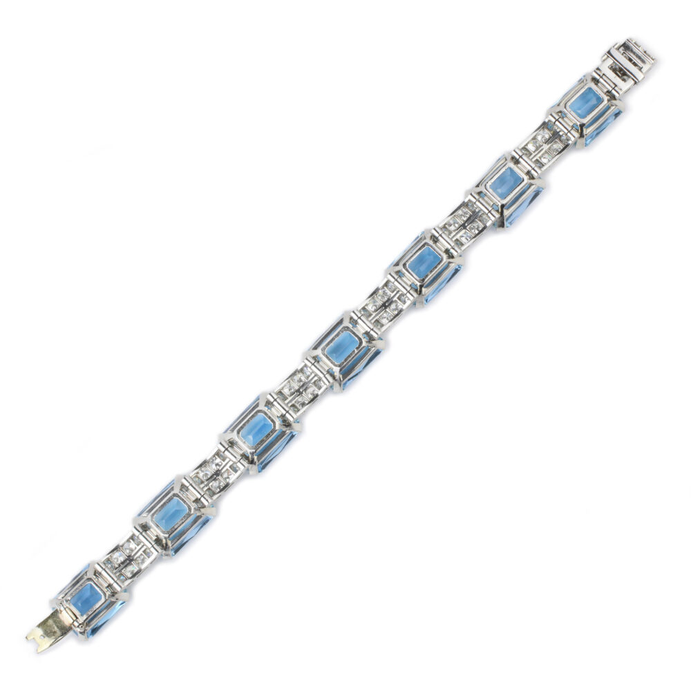 Art Deco Aquamarine and Diamond Bracelet