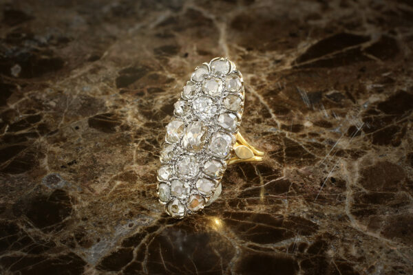 Antique Oval Shaped Diamond Cluster Ring