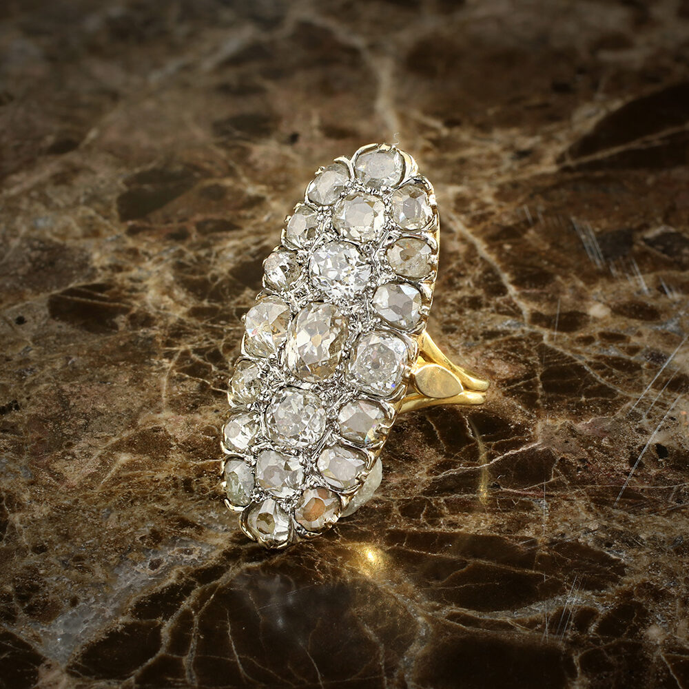 Antique Oval Shaped Diamond Cluster Ring