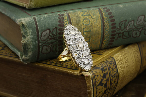 Antique Oval Shaped Diamond Cluster Ring