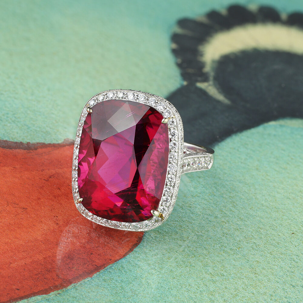 A Tourmaline and Diamond Ring