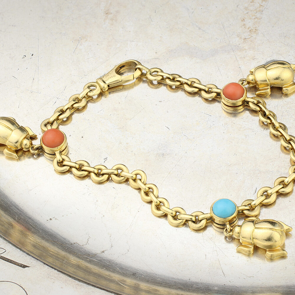 Cartier Multi-Gem Gold Charm Bracelet