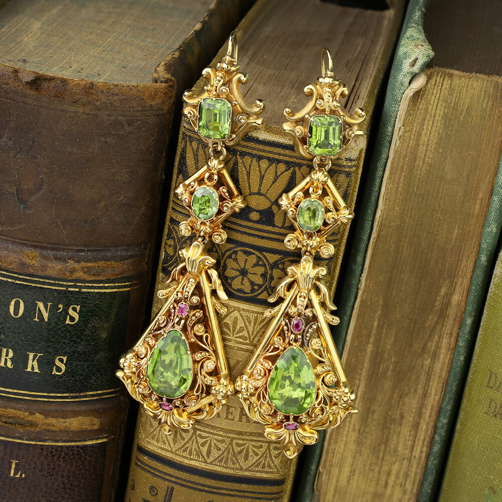 Antique Gem-set Gold Ear Pendants