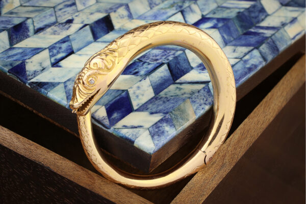 Gold And Diamond Hinged Bangle Bracelet