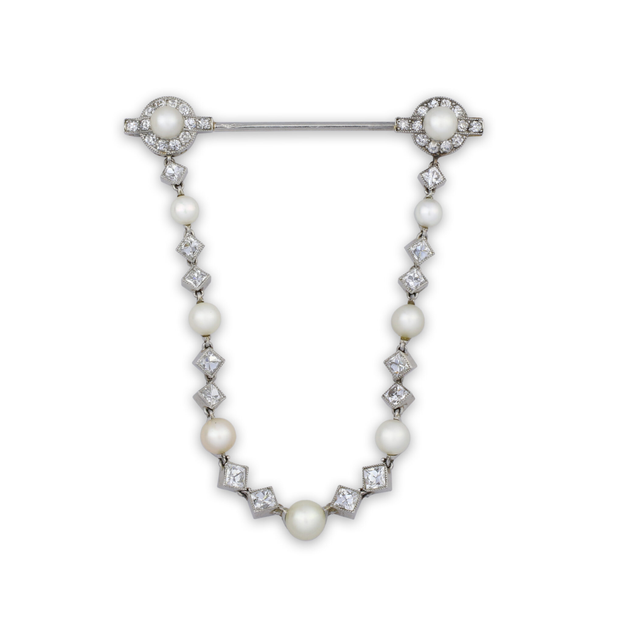 Pearl and Diamond Jabot Pin FD Gallery