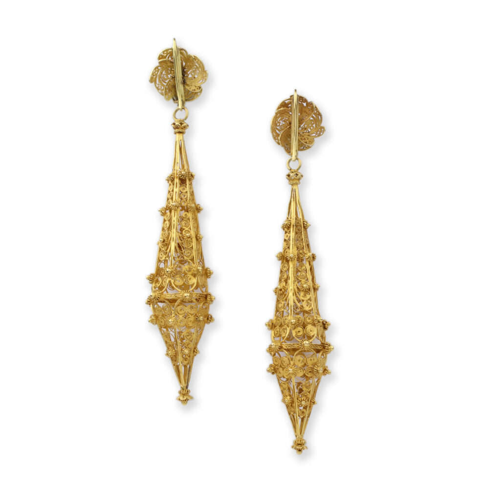Antique Gold Cannetille Ear pendants