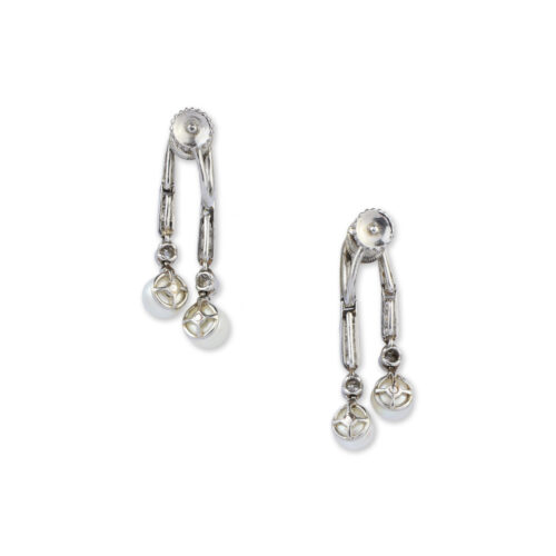Cartier Belle Epoque Pearl and Diamond Ear Pendants