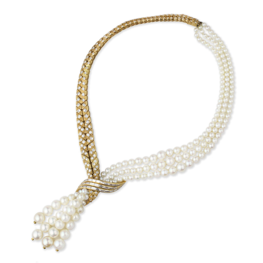 Pierre Sterle Pearl and Diamond Necklace