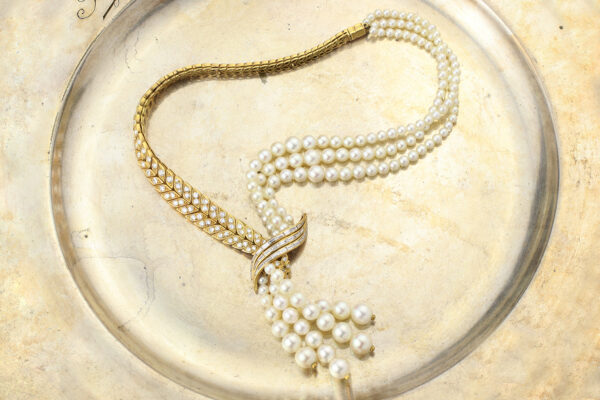 Pierre Sterle Pearl And Diamond Necklace