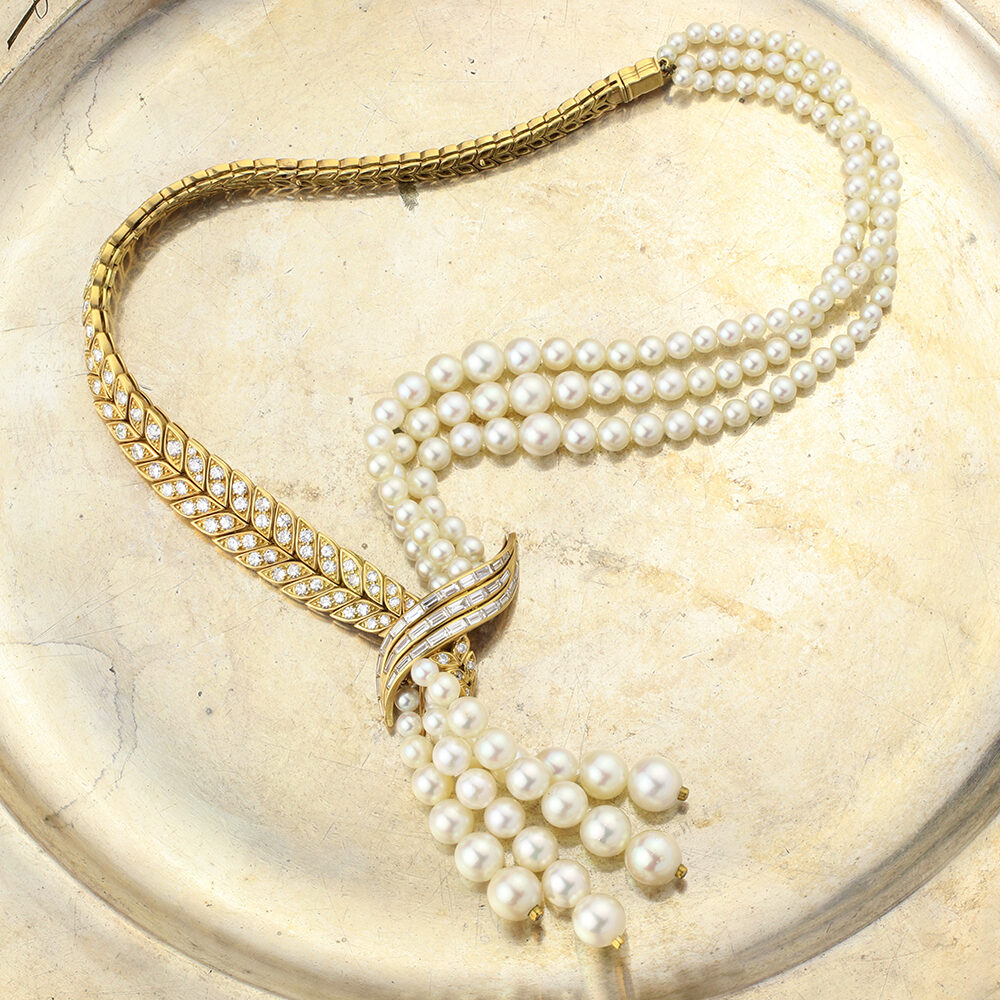 Pierre Sterle Pearl and Diamond Necklace