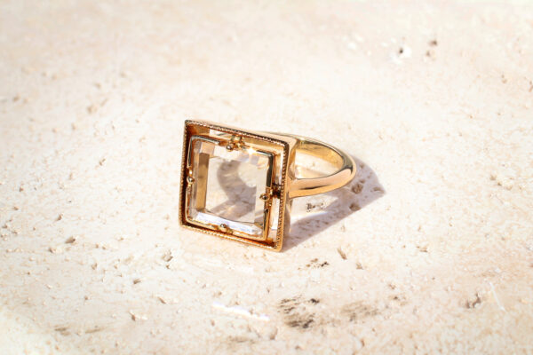 Square-cut Portrait Diamond Ring