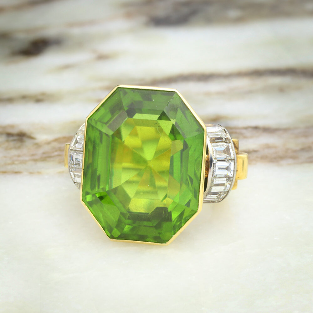 A Peridot and Diamond Ring