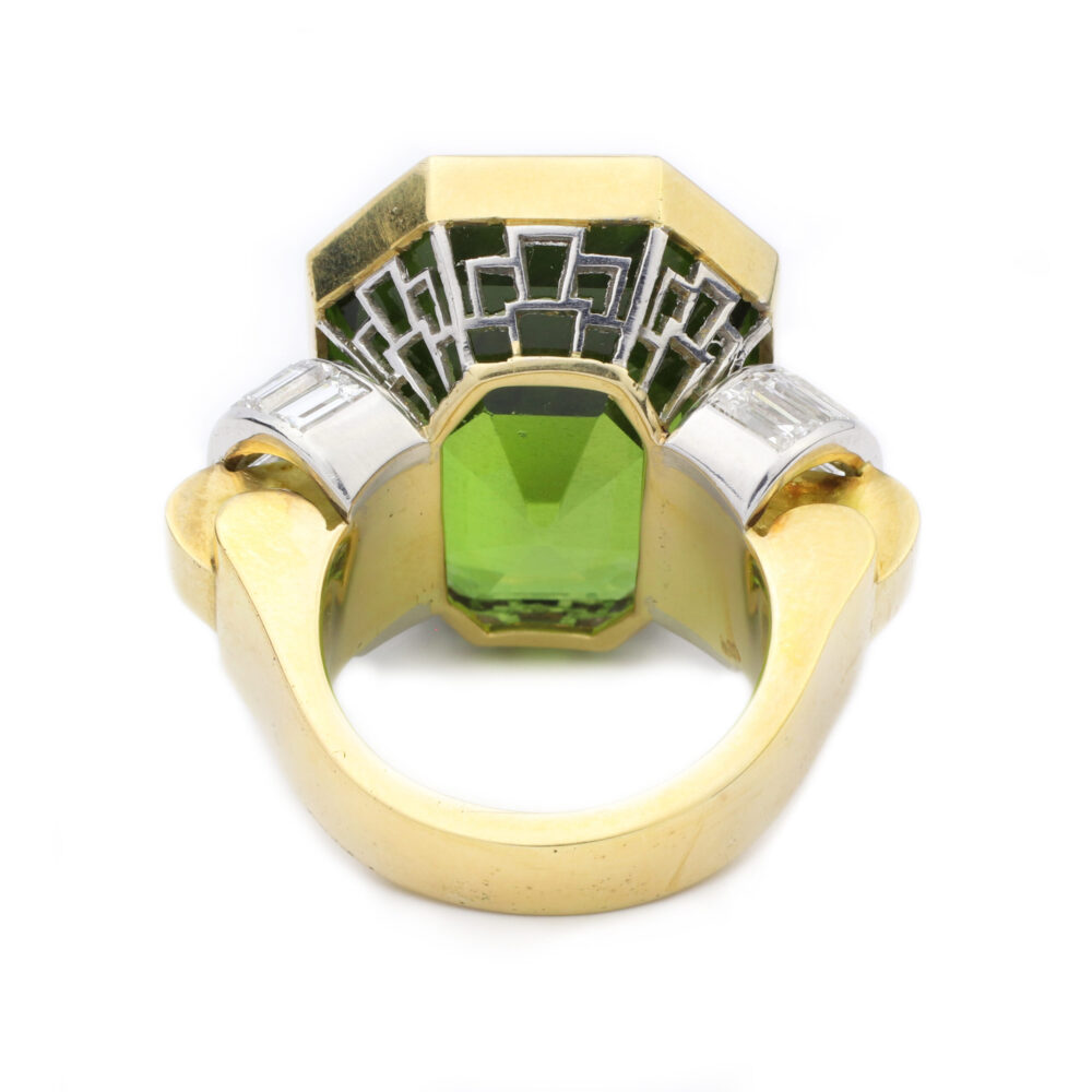 A Peridot and Diamond Ring