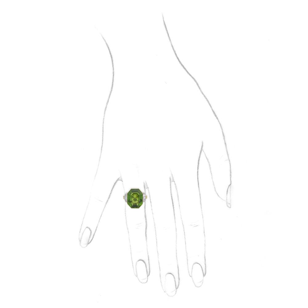 A Peridot and Diamond Ring