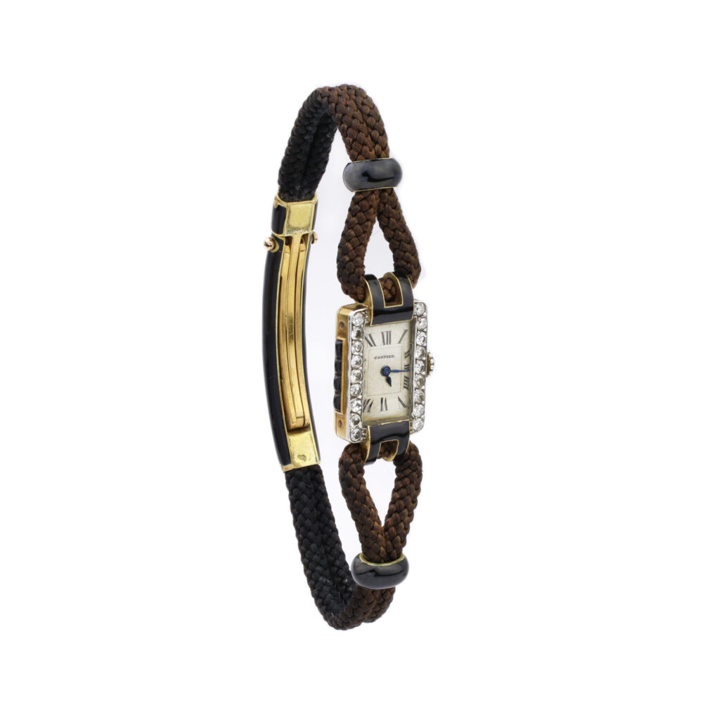 Cartier Art Deco Enamel, Onyx and Diamond Watch