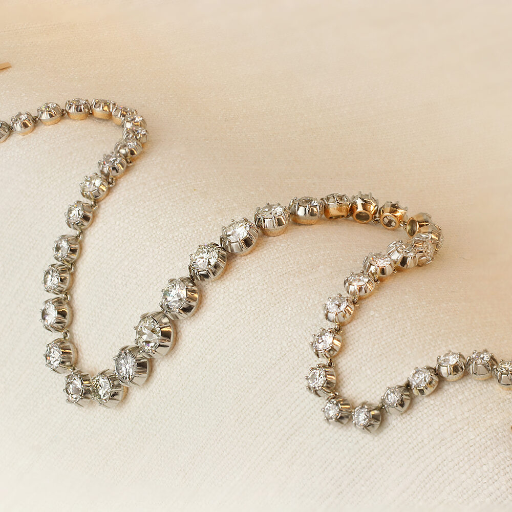 Diamond, Platinum and Gold Rivière Necklace