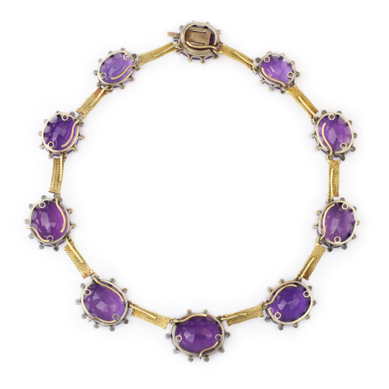 Antique Gold, Amethyst and Diamond Necklace - FD Gallery