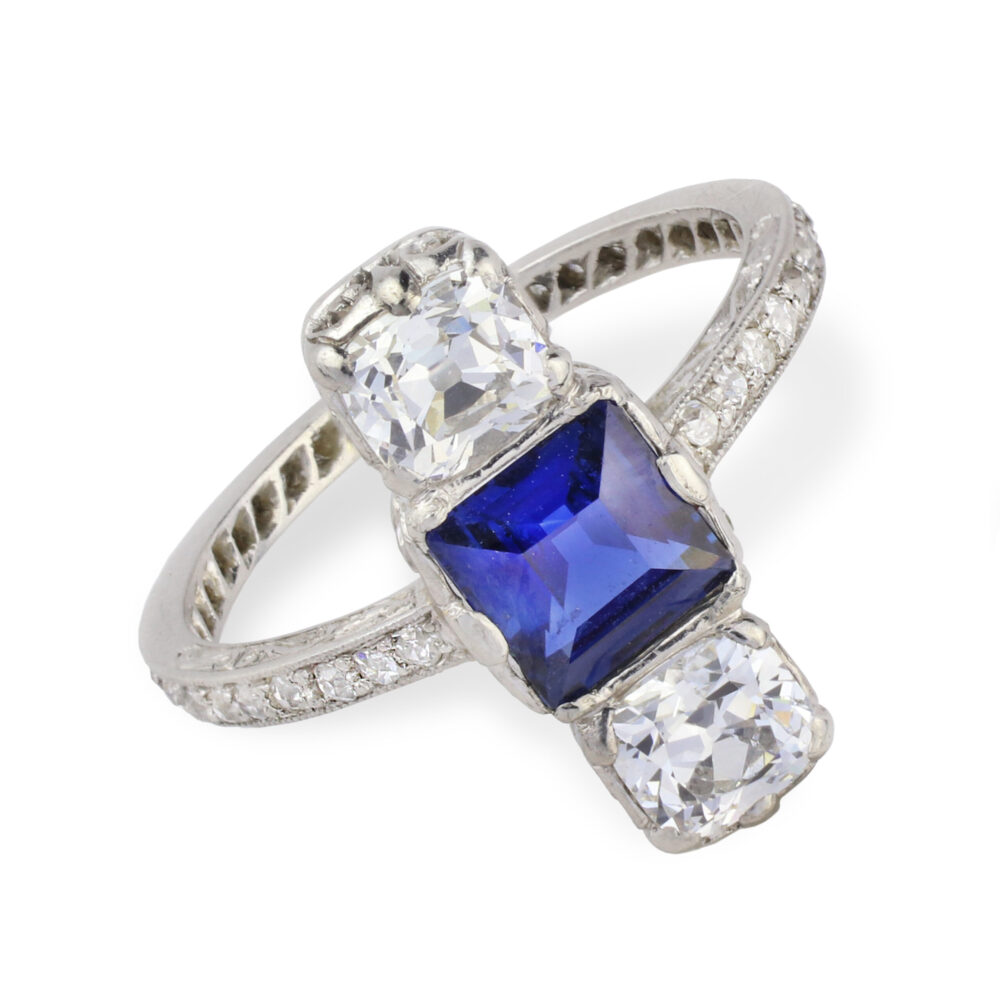 An Antique Sapphire and Diamond Ring