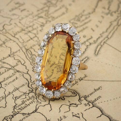 Antique Topaz and Diamond Ring