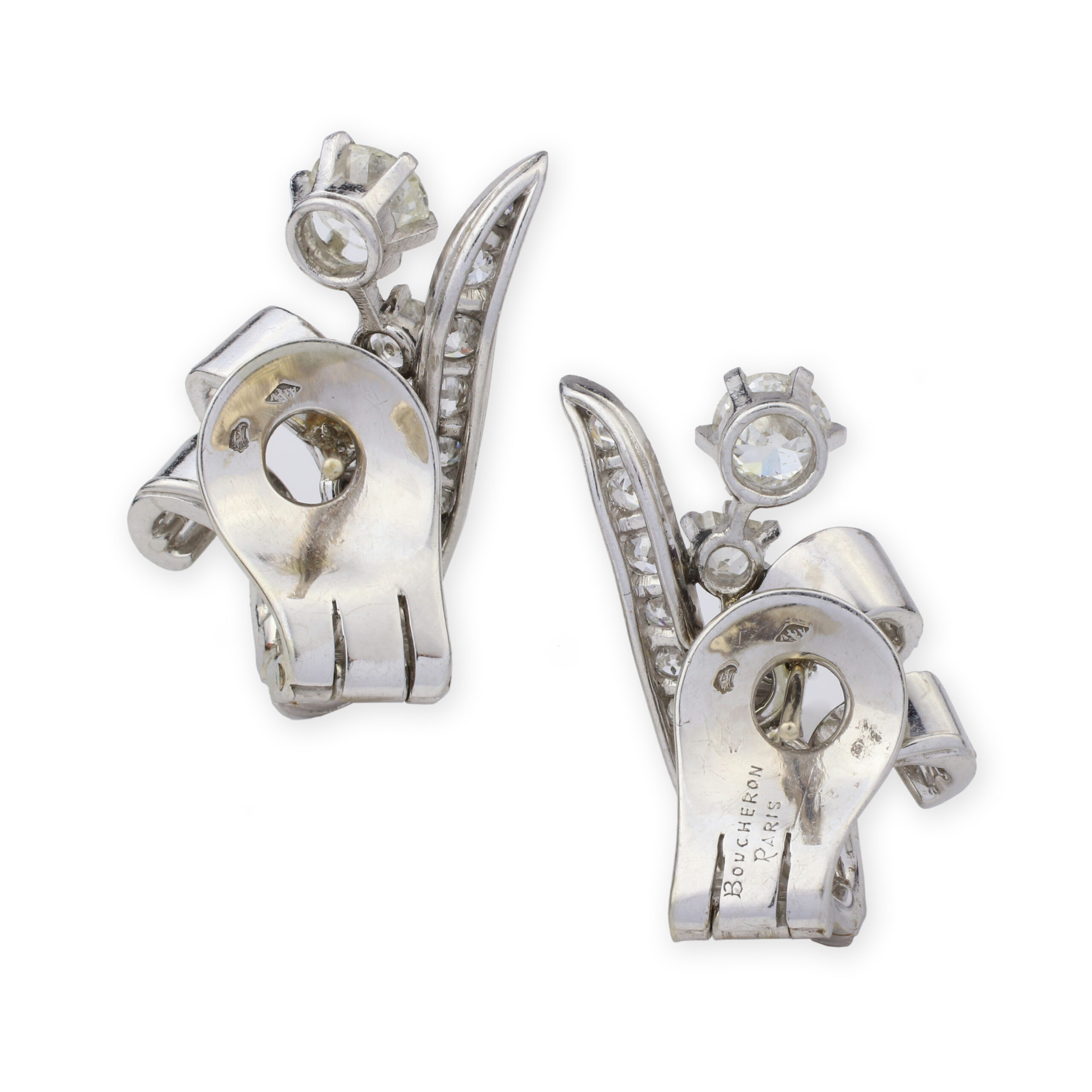 Boucheron Diamond and Platinum Ear Clips