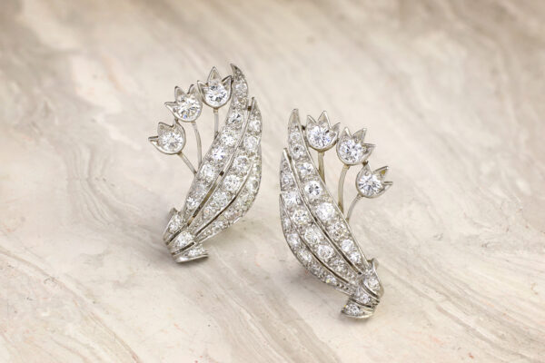 Diamond And Platinum Ear Clips