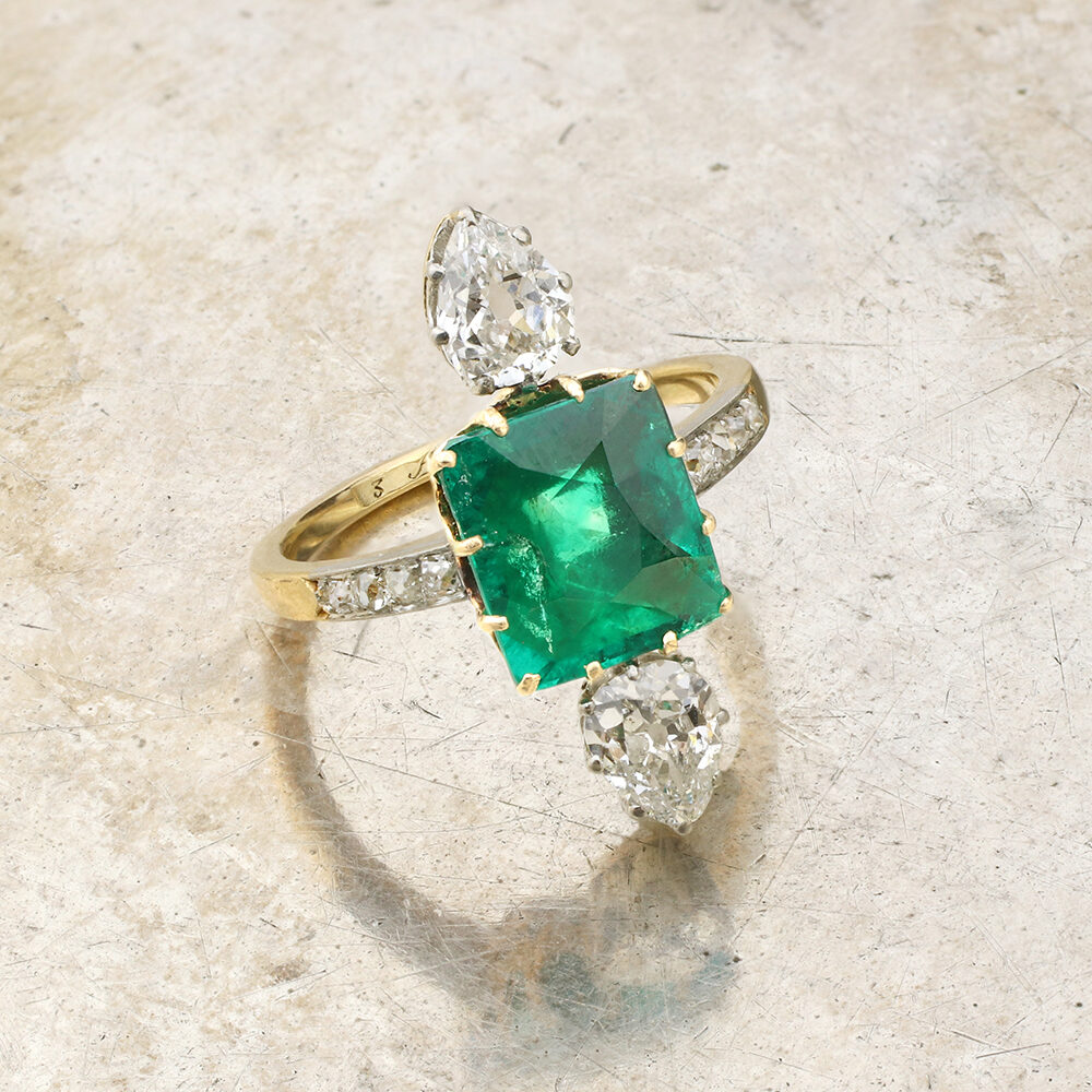 Antique Emerald and Diamond Ring