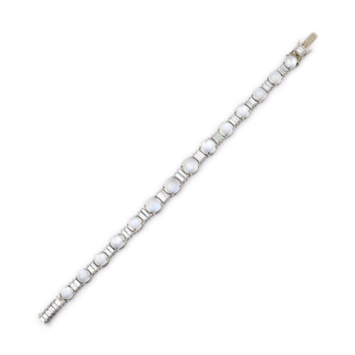 Moonstone and Diamond Line Bracelet