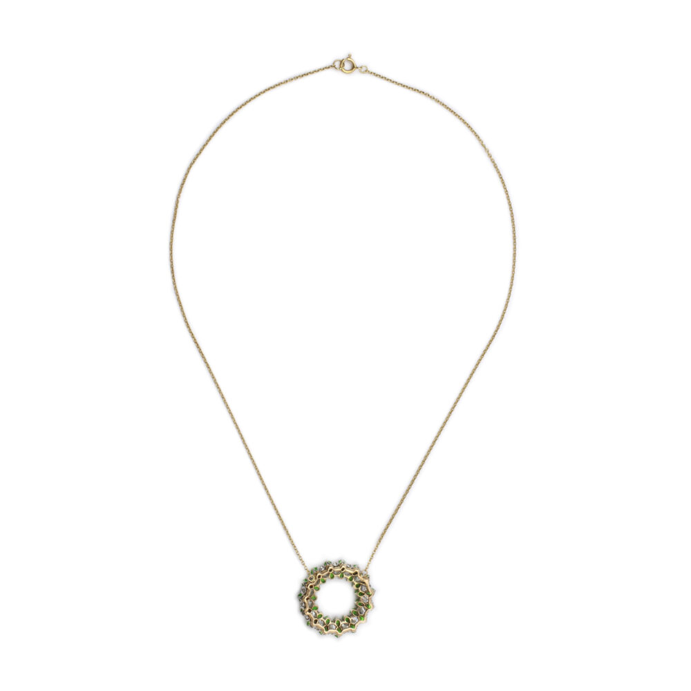 Demantoid Garnet and Diamond Pendant Necklace