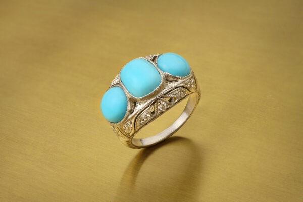 Turquoise And Diamond Cocktail Ring