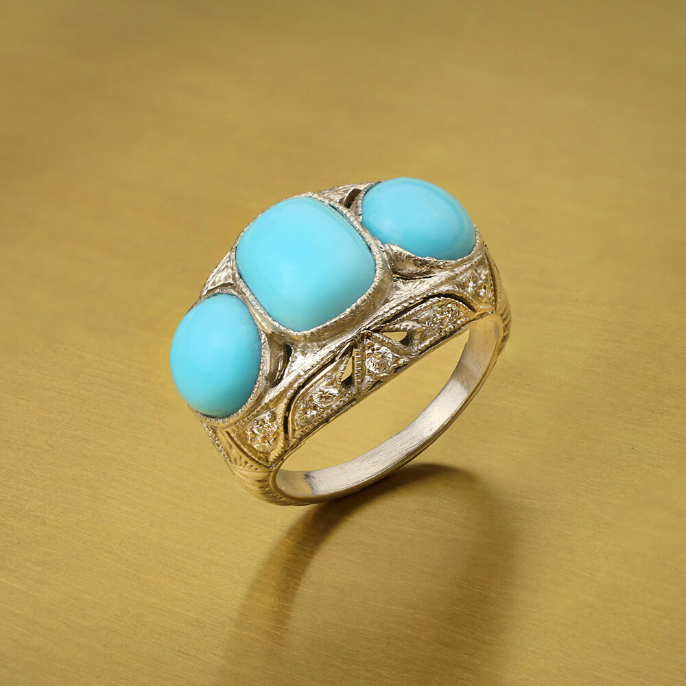 Turquoise and Diamond Cocktail Ring