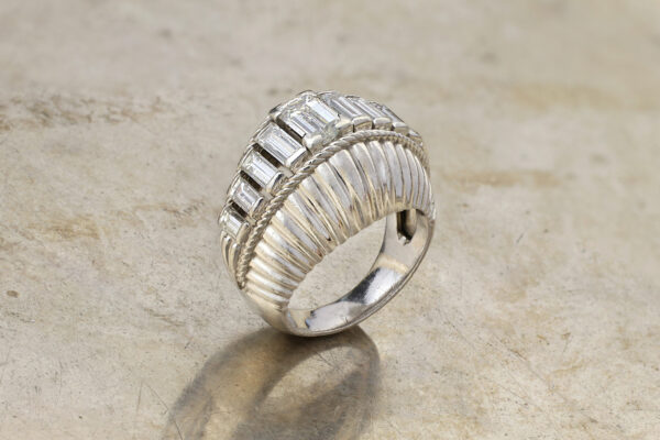 Baguette Diamond Set Platinum Cocktail Ring