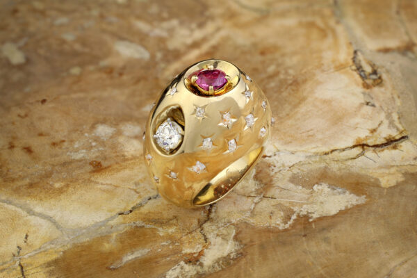 Cartier Retro Gold, Ruby And Diamond Ring