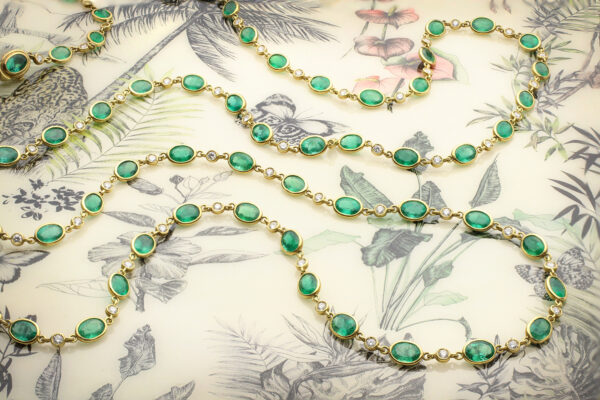 Verdura Emerald And Diamond Long Necklace