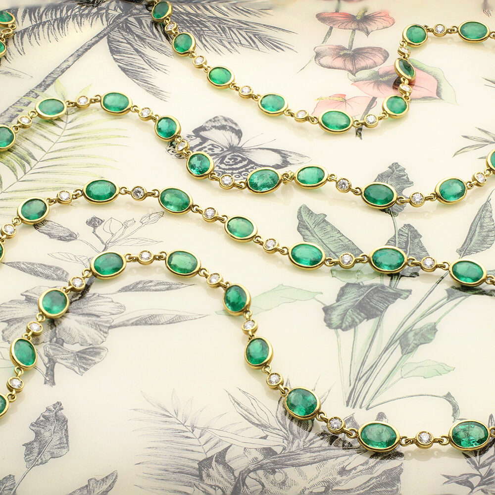 Verdura Emerald and Diamond Long Necklace